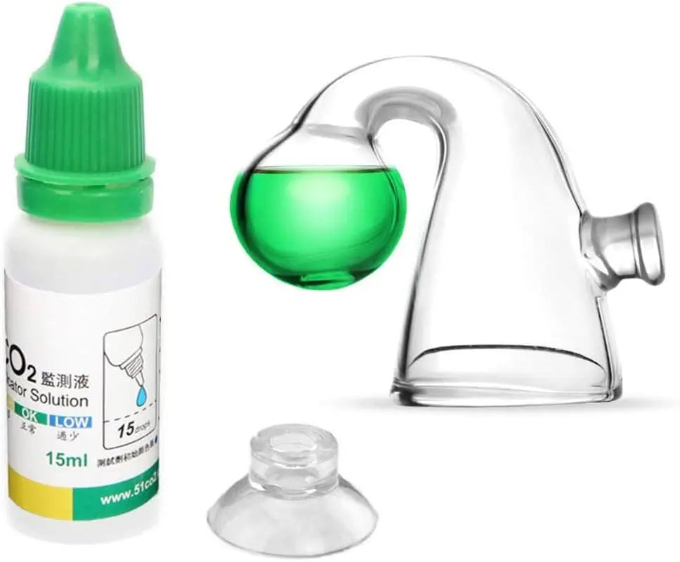 Aquarium CO2 Glass Drop Checker Kit with 4dKH Solution for Planted Fish Tanks Type R