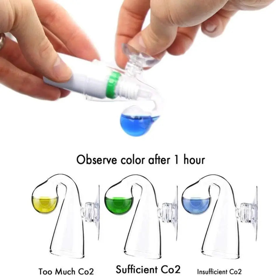 Aquarium CO2 Glass Drop Checker Kit with 4dKH Solution for Planted Fish Tanks