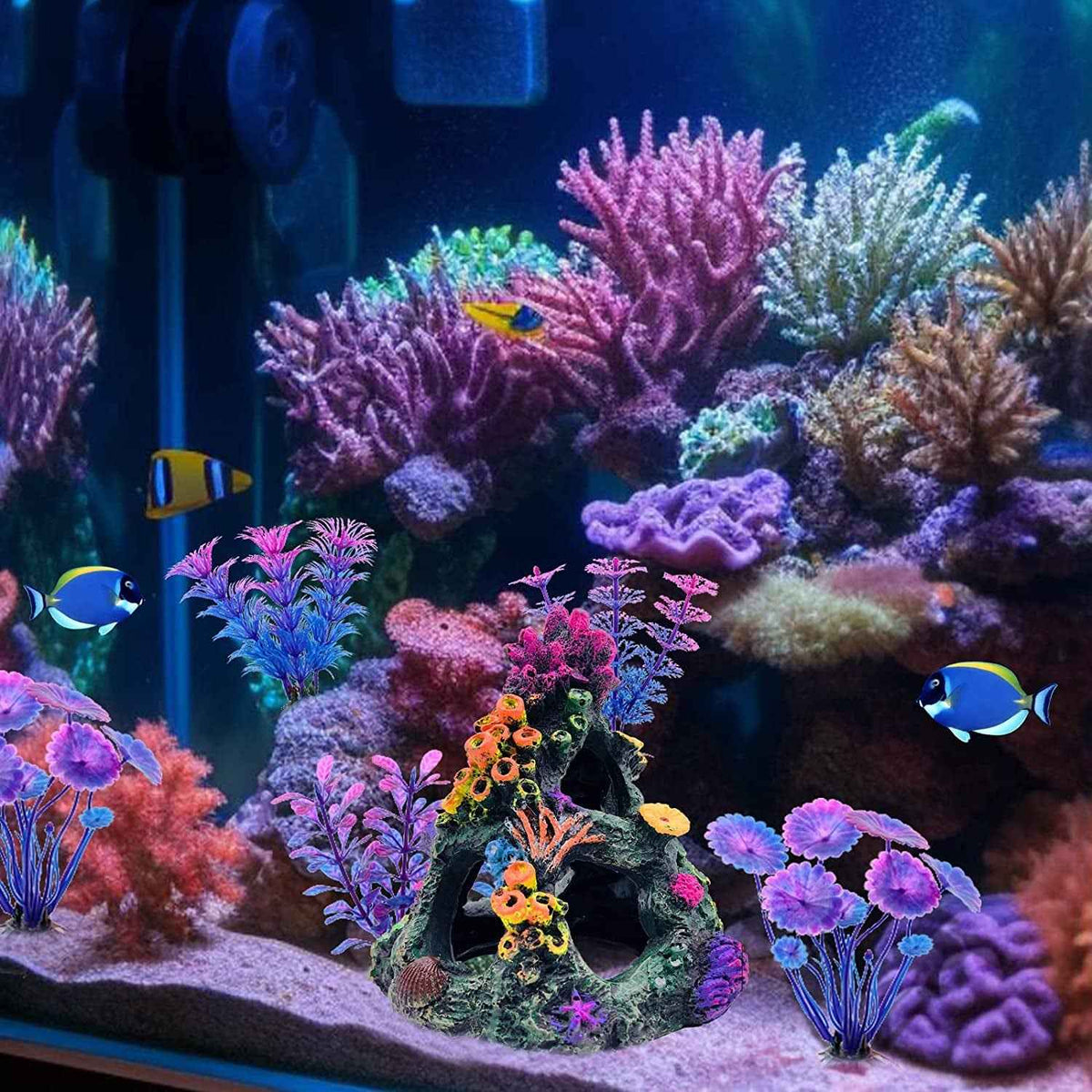 Fish Tank Decoration Coral Reef Set Aquarium Ornament Cave Plants Betta Decor