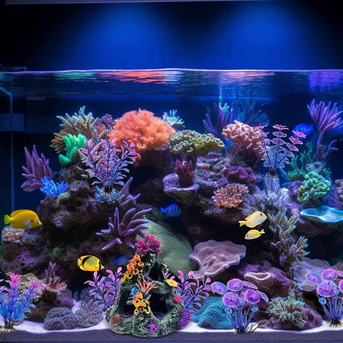 Fish Tank Decoration Coral Reef Set Aquarium Ornament Cave Plants Betta Decor