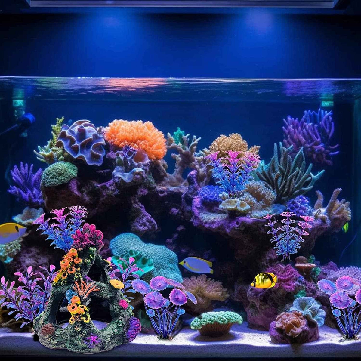Fish Tank Decoration Coral Reef Set Aquarium Ornament Cave Plants Betta Decor