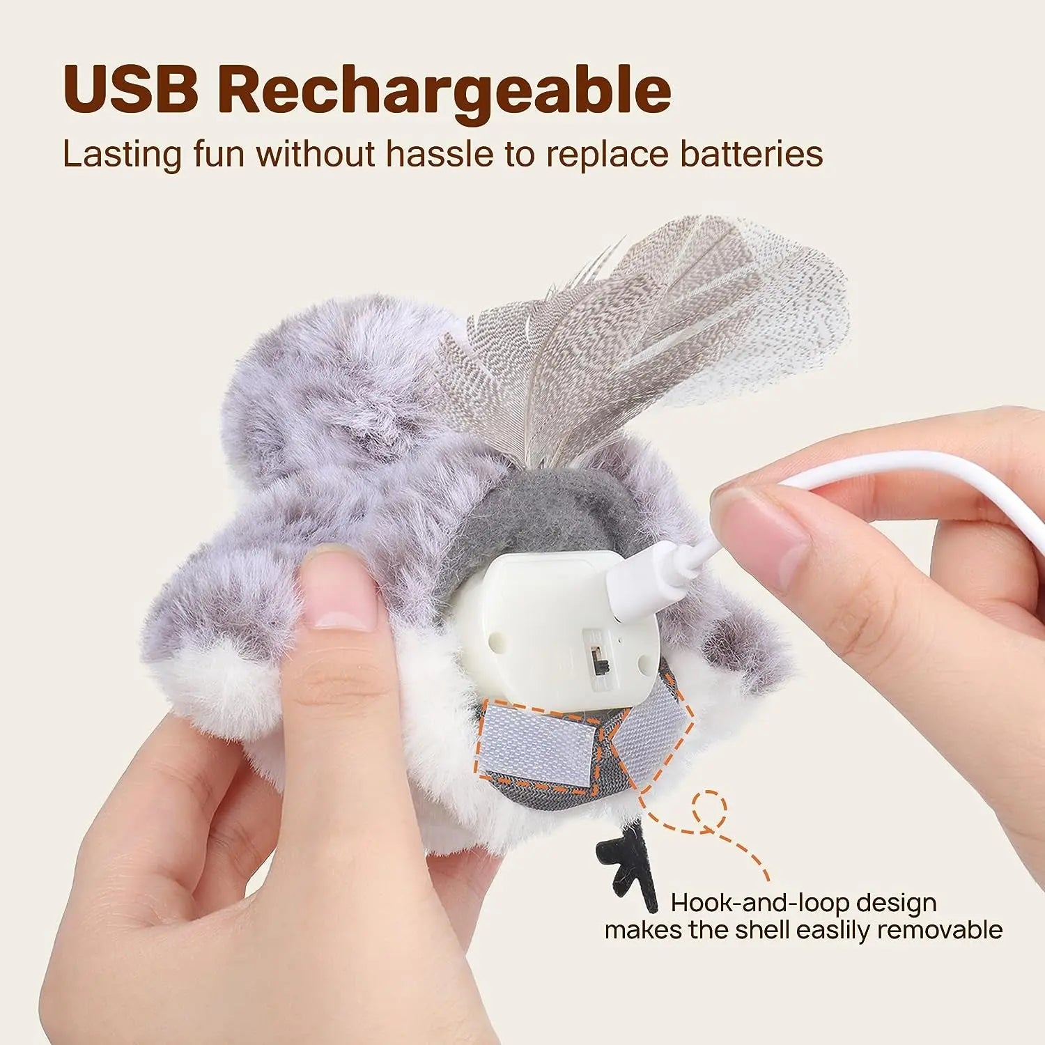 Flapping Bird Cat Toy Rechargeable Chirping Catnip 4in