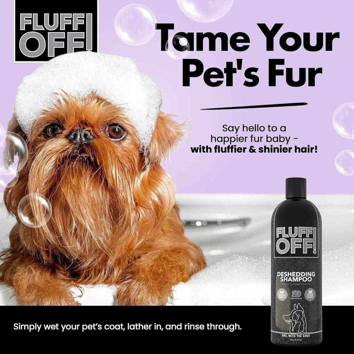 Fluff Off Dog & Cat Shampoo Set – Deshedding & Sensitive Skin, 16oz Each