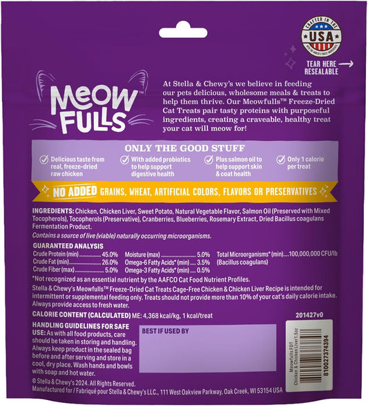 Freeze Dried Cat Treats Chicken Probiotic Low Calorie Skin Coat Support