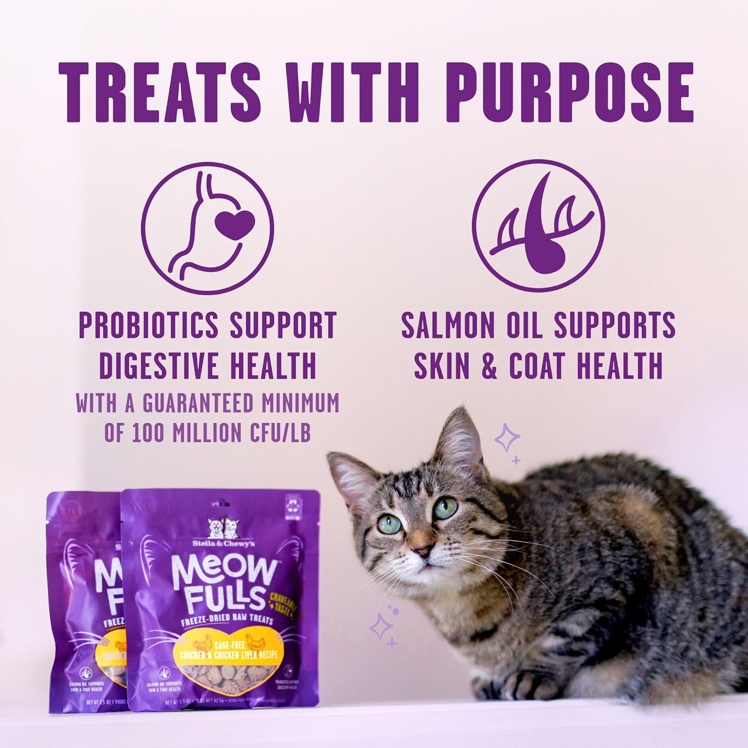Freeze Dried Cat Treats Chicken Probiotic Low Calorie Skin Coat Support