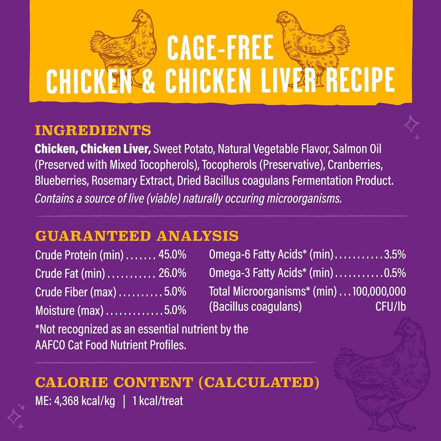Freeze Dried Cat Treats Chicken Probiotic Low Calorie Skin Coat Support