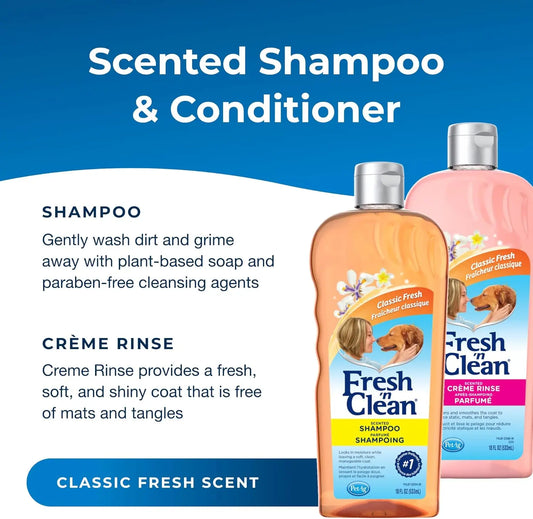 Fresh ’N Clean Dog Shampoo & Conditioner Set – Classic Fresh Scent (18oz)