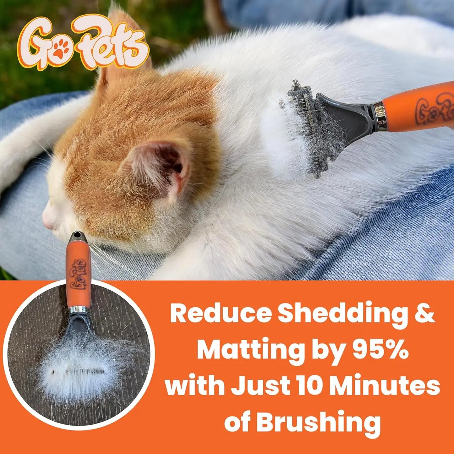 GoPets 2-in-1 Dematting & Deshedding Comb for Dogs & Cats