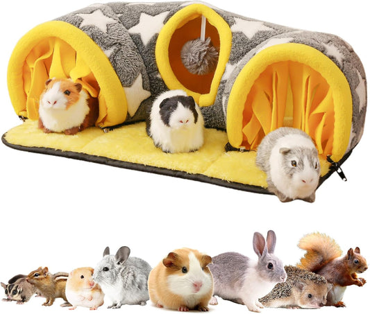 Guinea Pig Tunnel Bed Hideout Plush Tube Small Animal Rabbit Hamster Star Medium