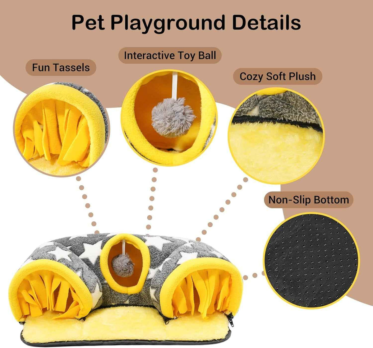 Guinea Pig Tunnel Bed Hideout Plush Tube Small Animal Rabbit Hamster