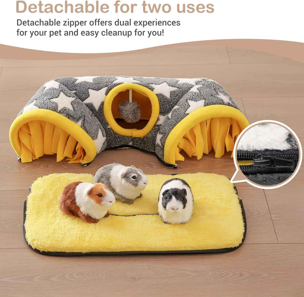 Guinea Pig Tunnel Bed Hideout Plush Tube Small Animal Rabbit Hamster