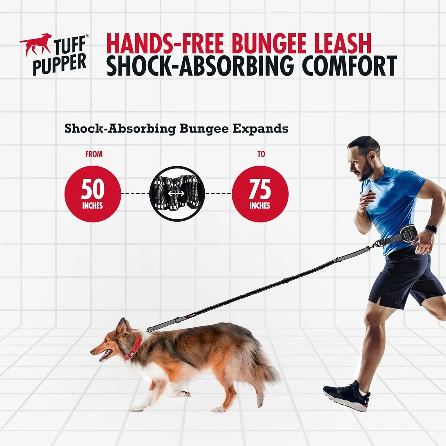 Hands Free Dog Leash Heavy Duty Bungee Waist Belt Reflective Training
