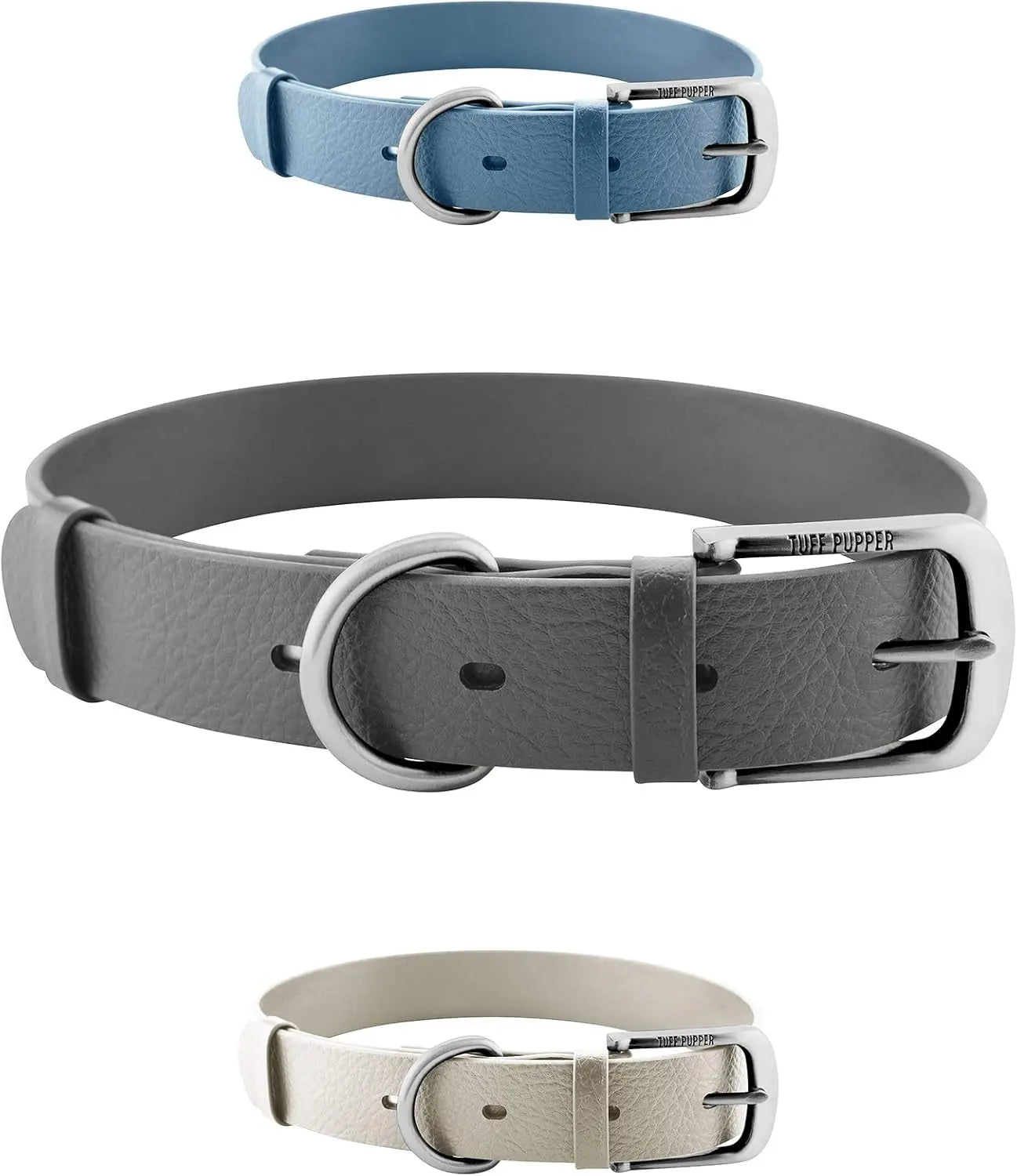 Heavy Duty Waterproof Dog Collar Metal Buckle Odor Proof XS–L (all colors) Cool Gray