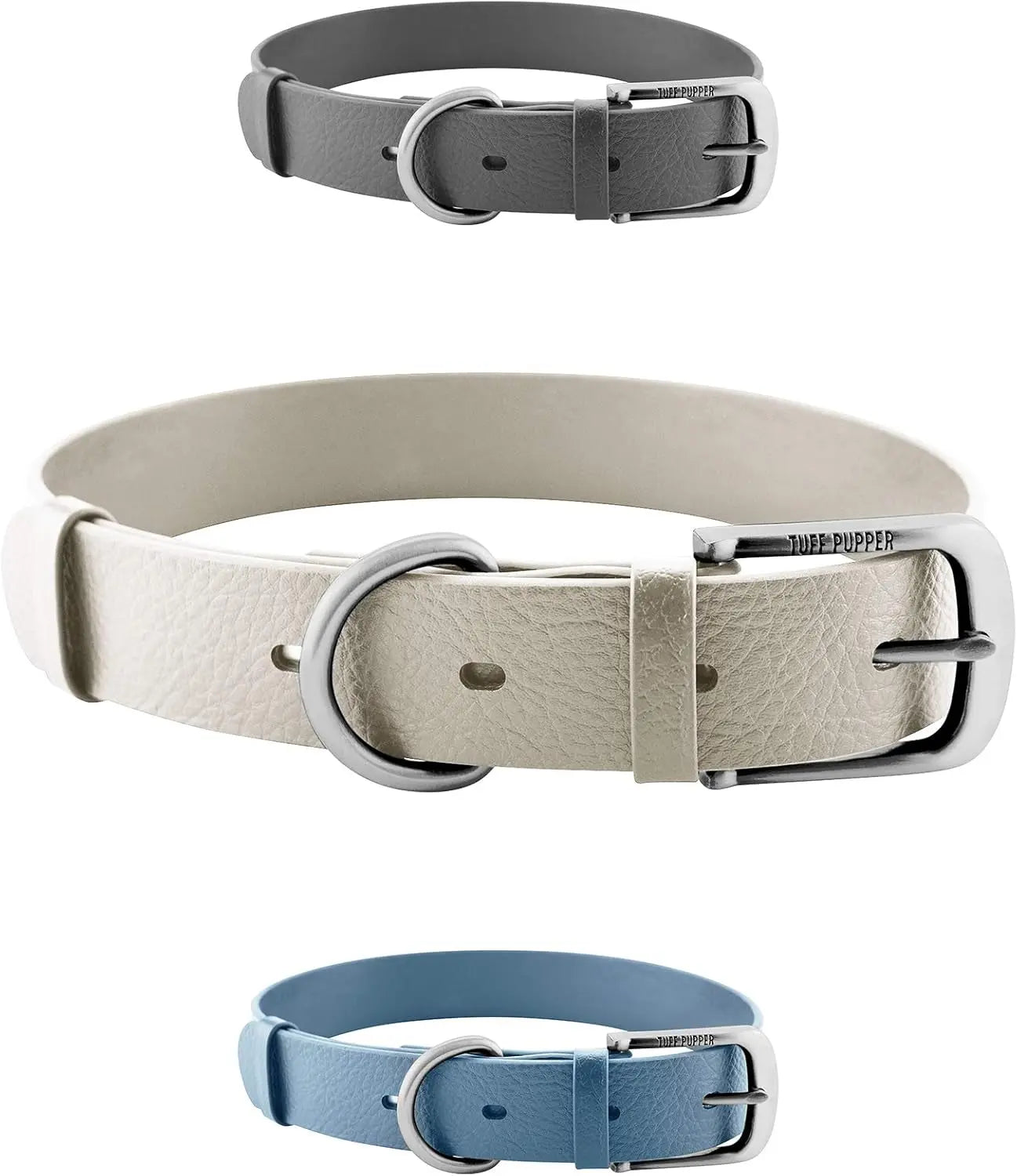 Heavy Duty Waterproof Dog Collar Metal Buckle Odor Proof XS–L (all colors) Snow White