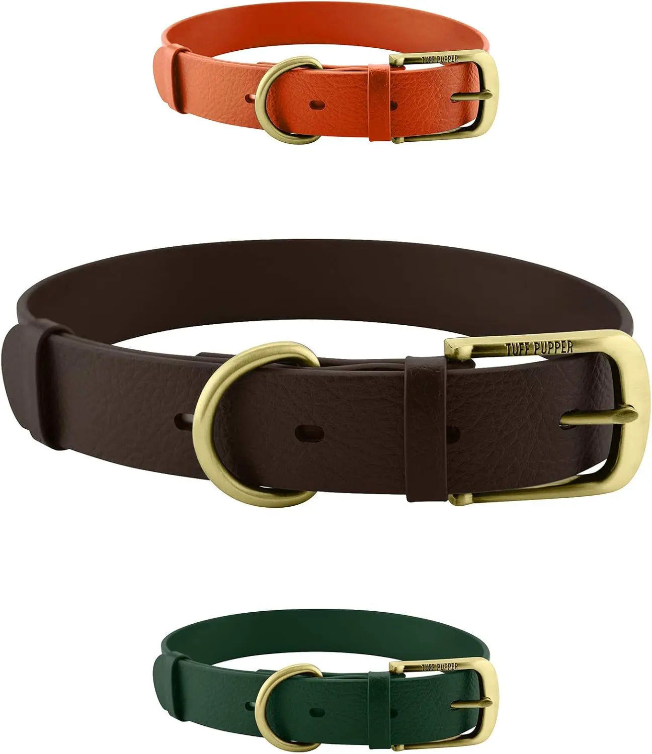 Heavy Duty Waterproof Dog Collar Metal Buckle Odor Proof XS–L (all colors) Dark Brown
