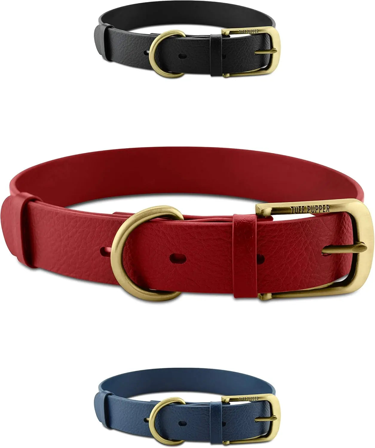 Heavy Duty Waterproof Dog Collar Metal Buckle Odor Proof XS–L (all colors) Crimson Red