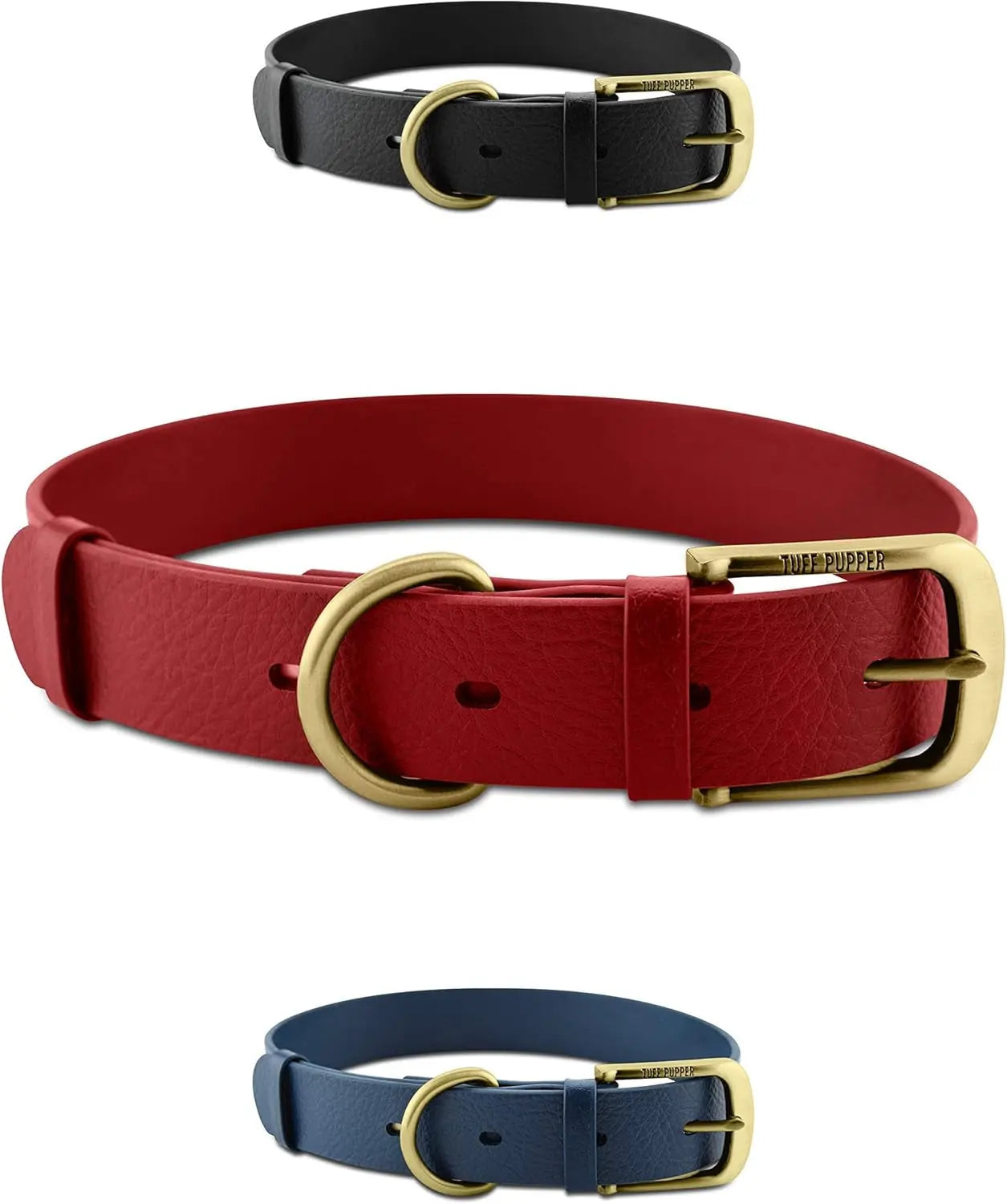 Heavy Duty Waterproof Dog Collar Metal Buckle Odor Proof XS–L (all colors) Crimson Red X-Small (10 - 13" Neck)