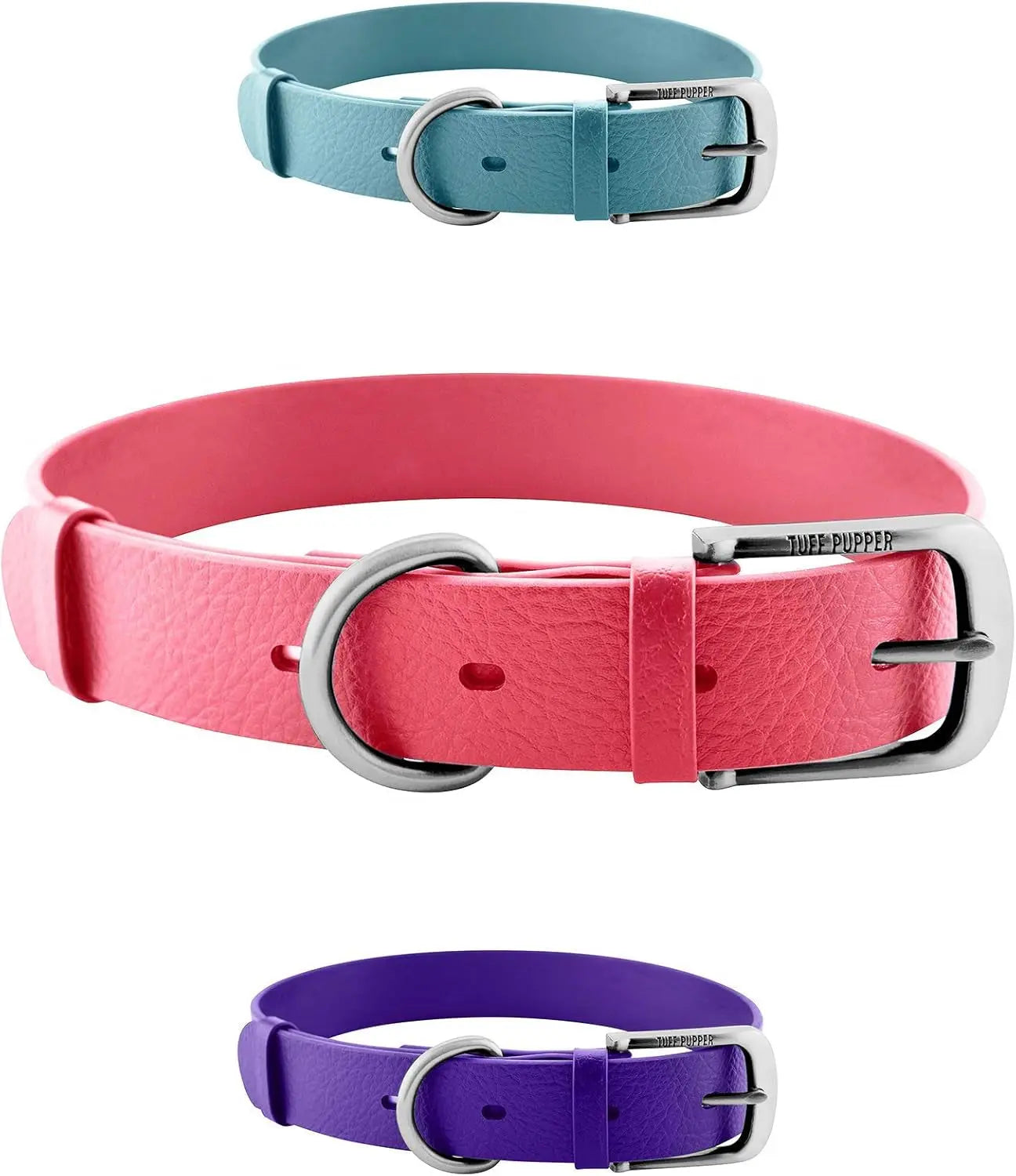 Heavy Duty Waterproof Dog Collar Metal Buckle Odor Proof XS–L (all colors) Punch Pink X-Small (10 - 13" Neck)
