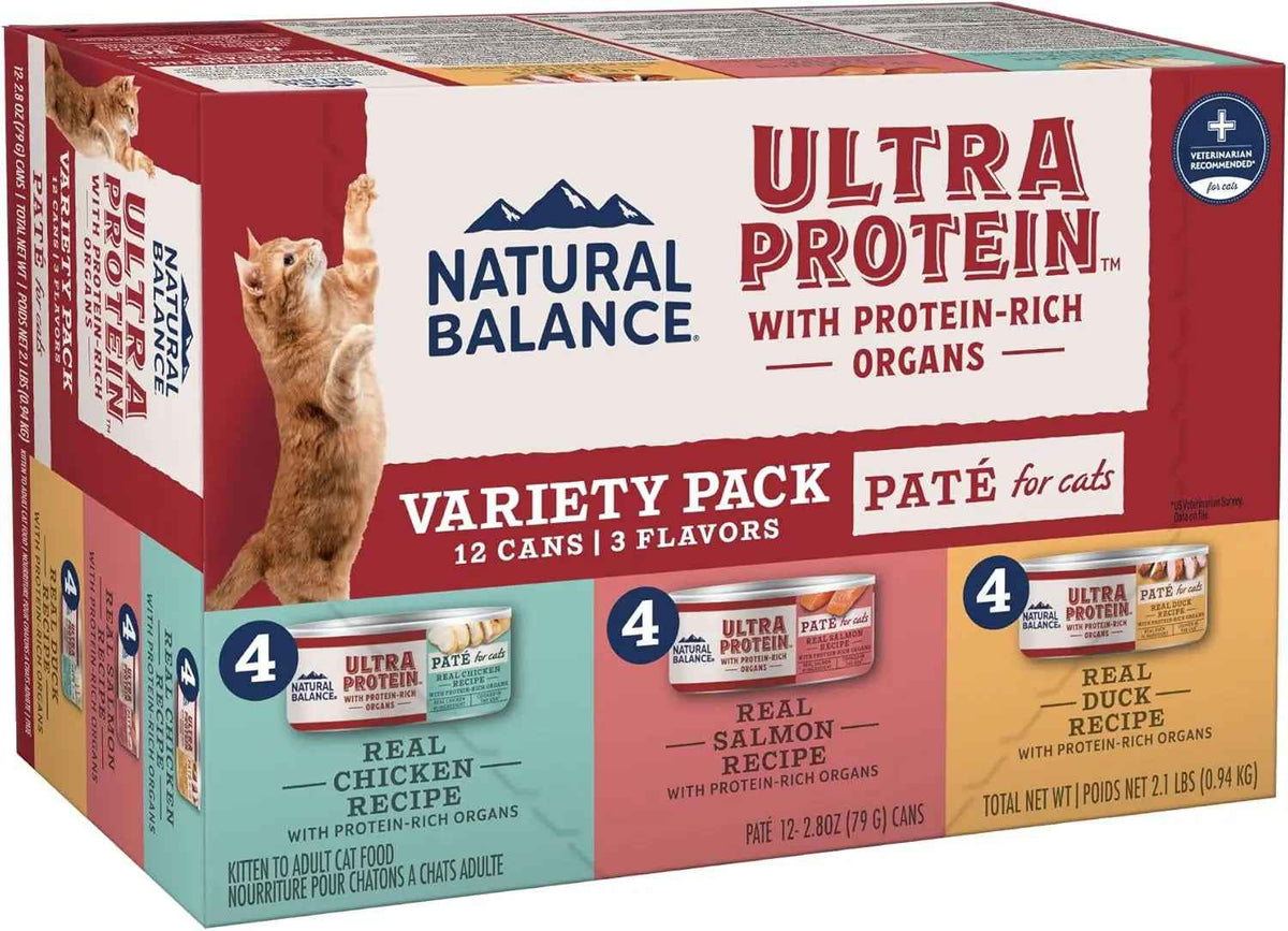 High Protein Wet Cat Food Pate Variety Pack Grain Free Real Meat 12Ct