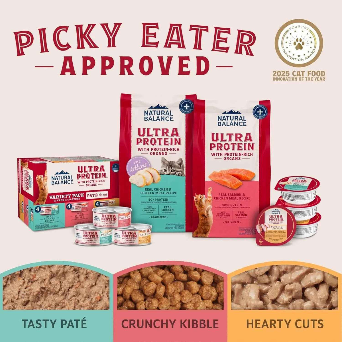 High Protein Wet Cat Food Pate Variety Pack Grain Free Real Meat 12Ct