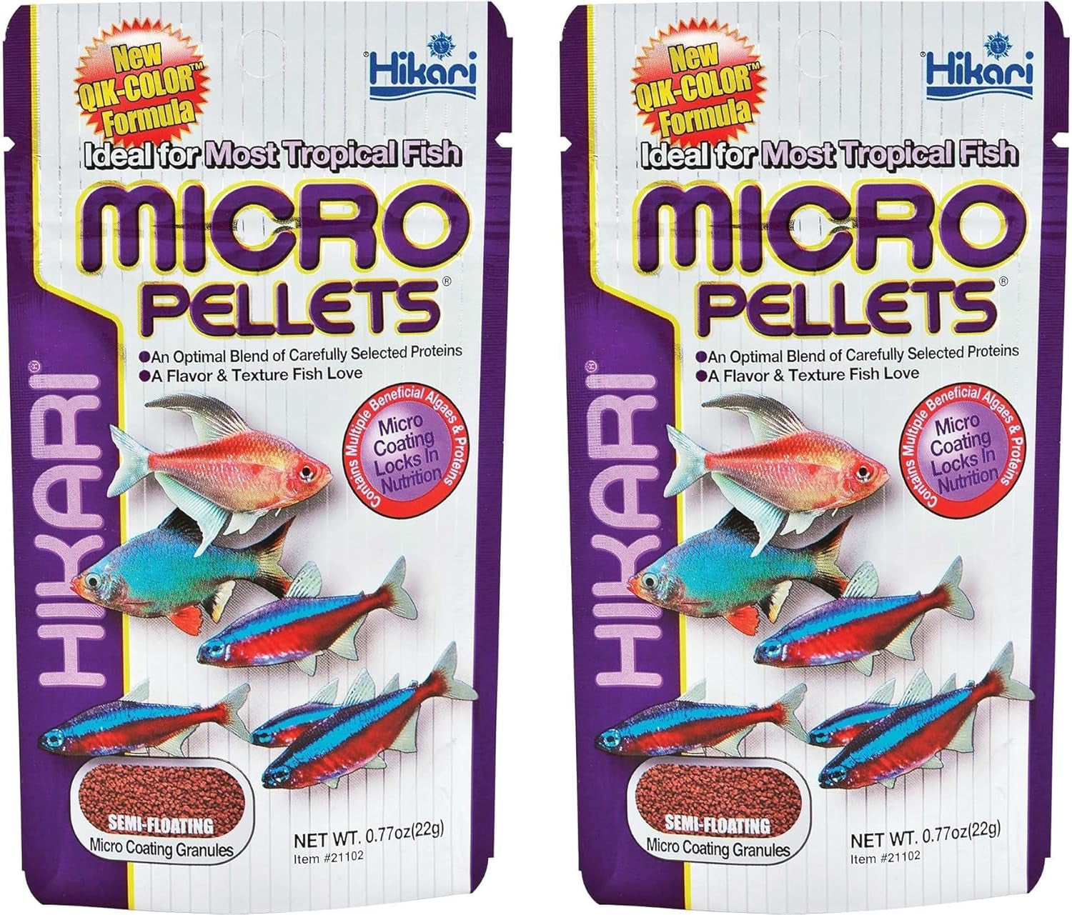 Hikari Tropical Micro Pellets Semi Floating Fish Food Small Fish 2 Pack 0.1 Ounce (Pack Of 2)