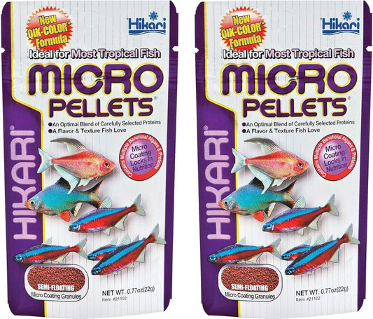 Hikari Tropical Micro Pellets Semi Floating Fish Food Small Fish 2 Pack 0.1 Ounce (Pack Of 2)