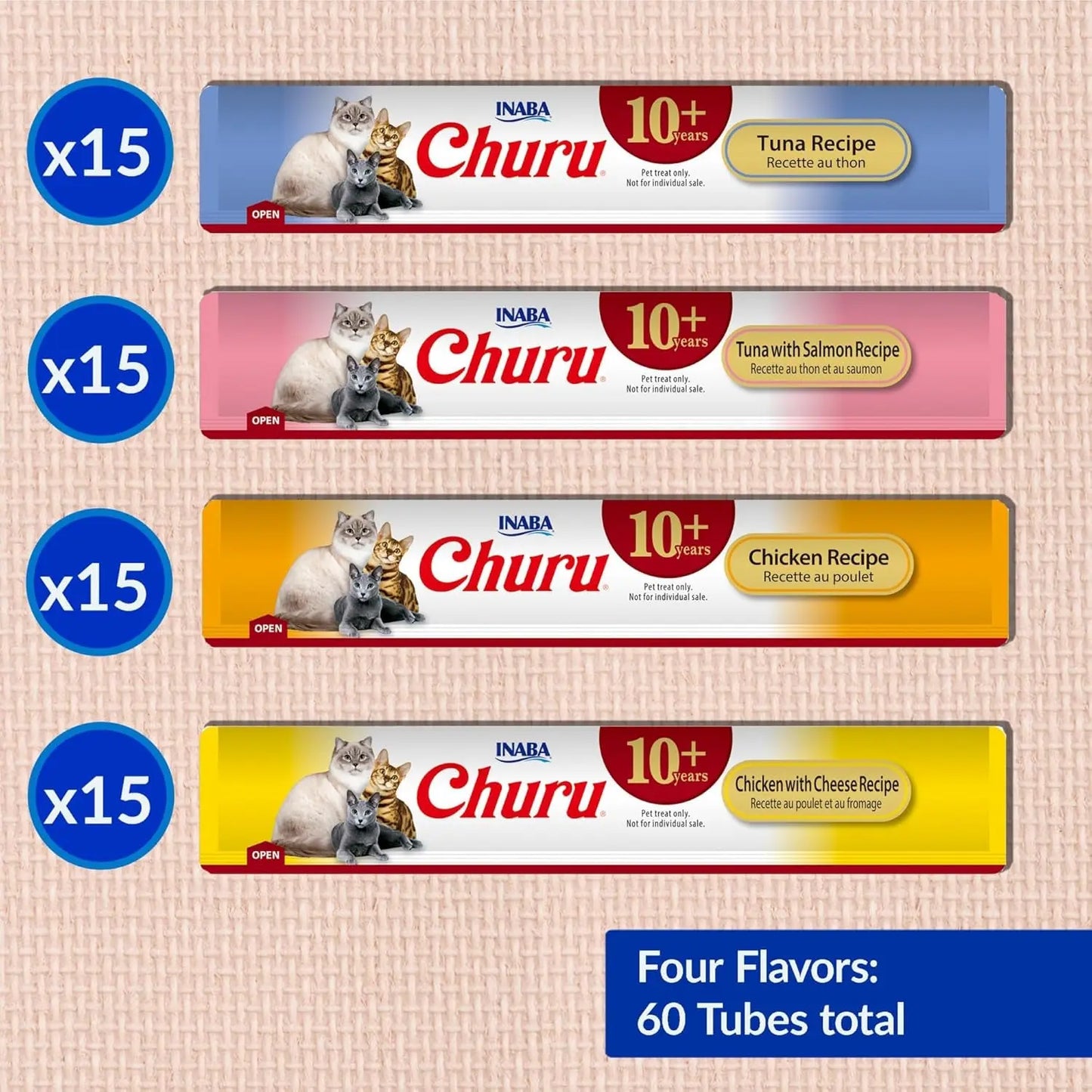 Churu Senior Cat Treats Taurine Hydration Lickable Tuna Chicken 40/60 Tubes