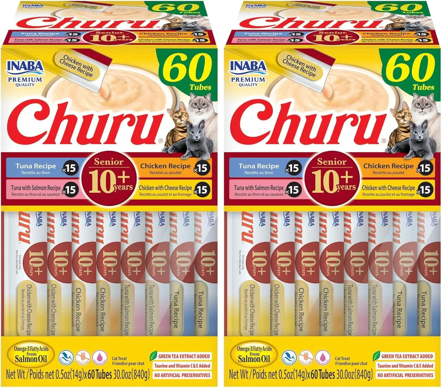 Churu Senior Cat Treats Taurine Hydration Lickable Tuna Chicken 40/60 Tubes