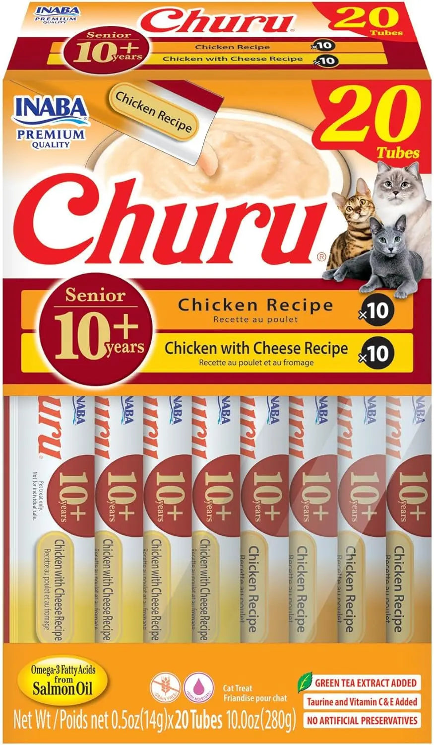 Churu Senior Cat Treats Taurine Hydration Lickable Tuna Chicken 40/60 Tubes
