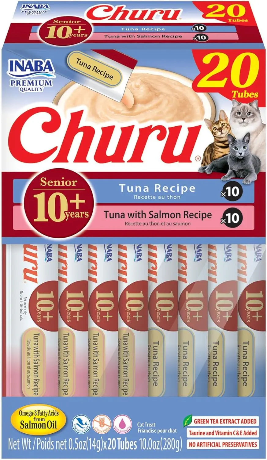 Churu Senior Cat Treats Taurine Hydration Lickable Tuna Chicken 40/60 Tubes
