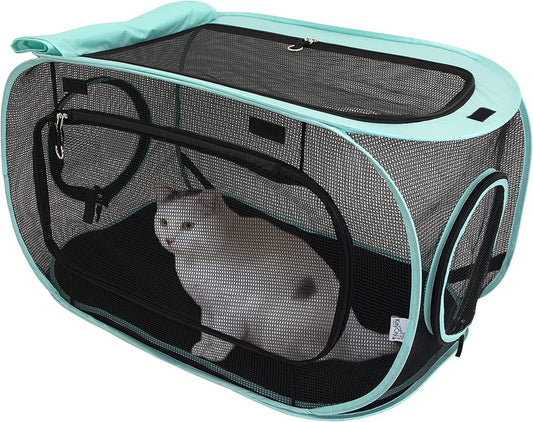 Outdoor Cat Catio Playpen with Washable Bed and Zip Access Rectangular Tent