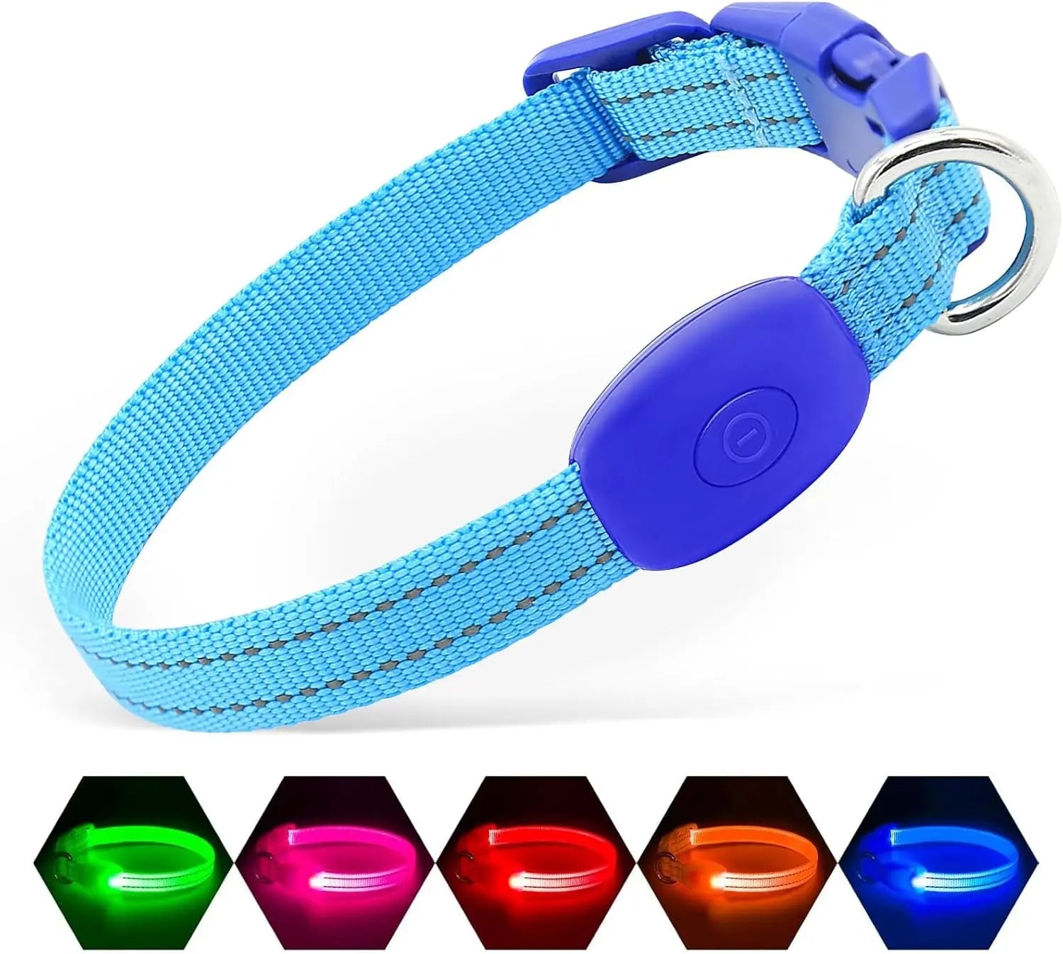 LED Dog Collar Rechargeable Light-Up Safety Collar for Night Walking (colors) Blue X-Small
