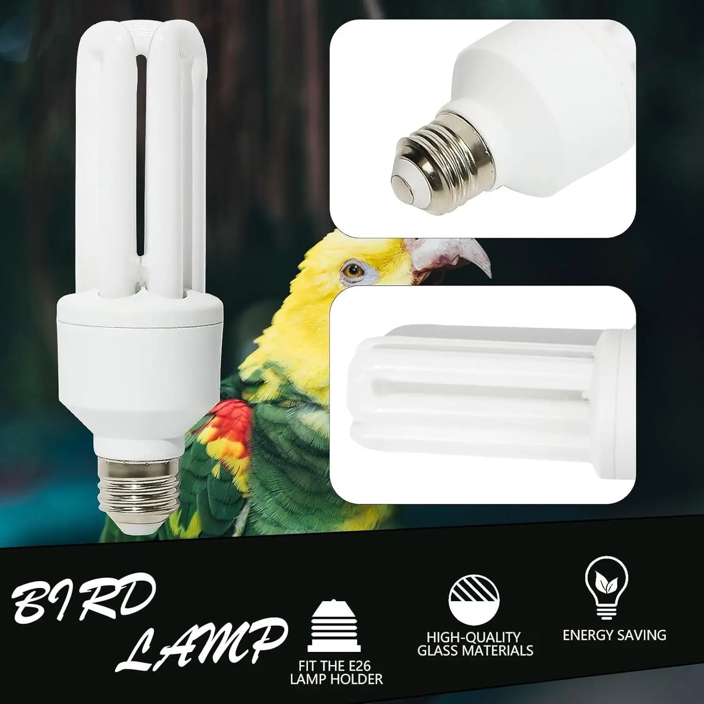 UVA UVB Bird Light Bulb 20W, Full Spectrum Lamp for Captive Birds