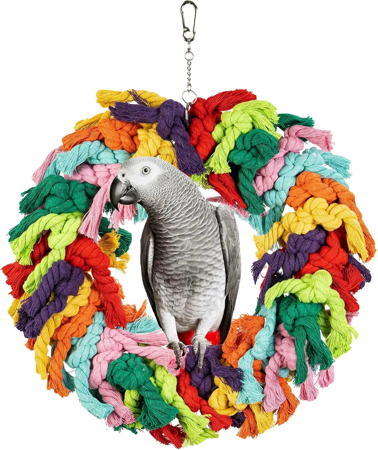 Large Bird Parrot Swing Cotton Rope Hanging Toy African Grey Cockatoo Parrot Swing