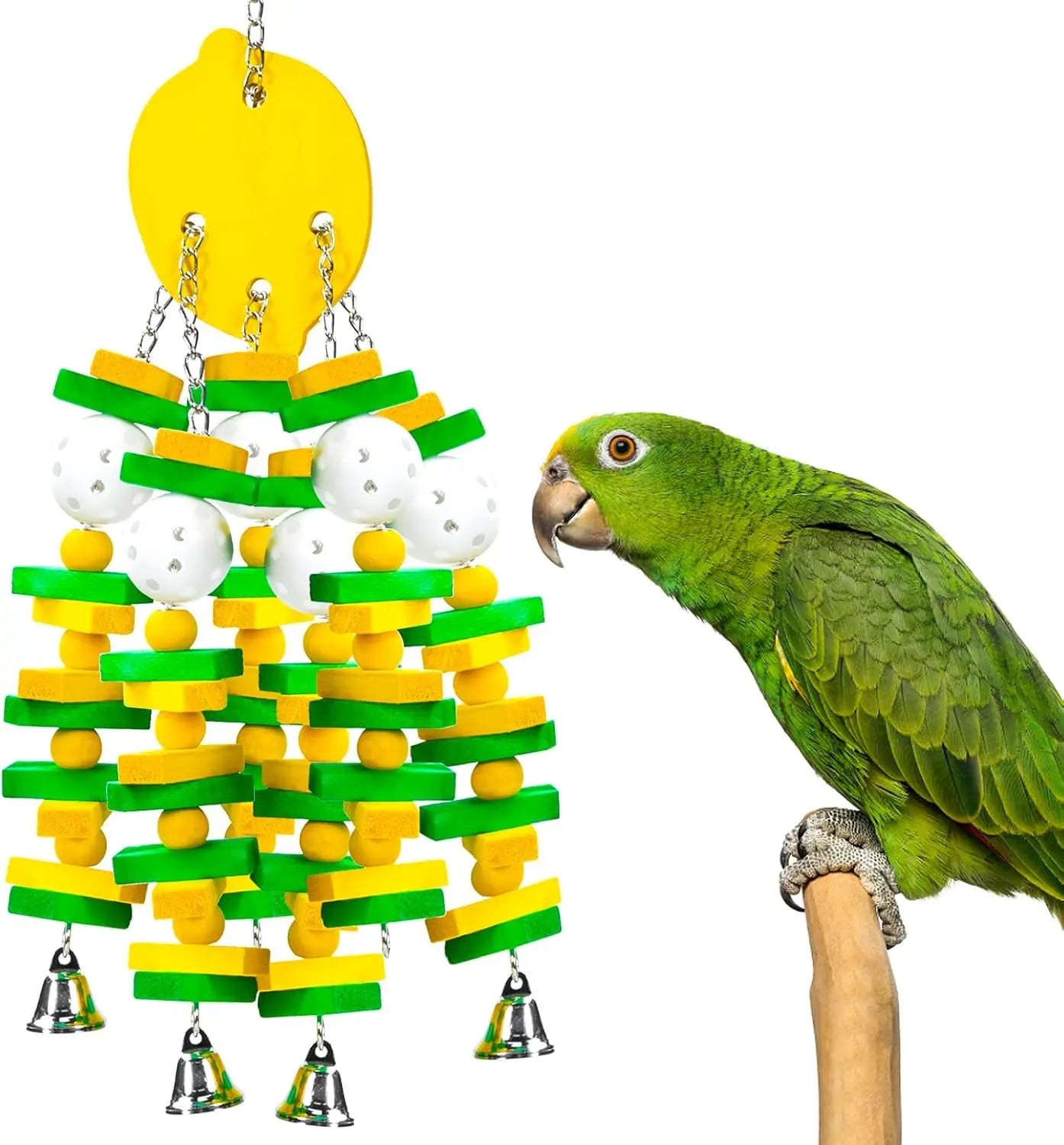 Large Parrot Chew Toy 22” for Macaws, African Grey, Cockatoo & Amazon Birds Yellow