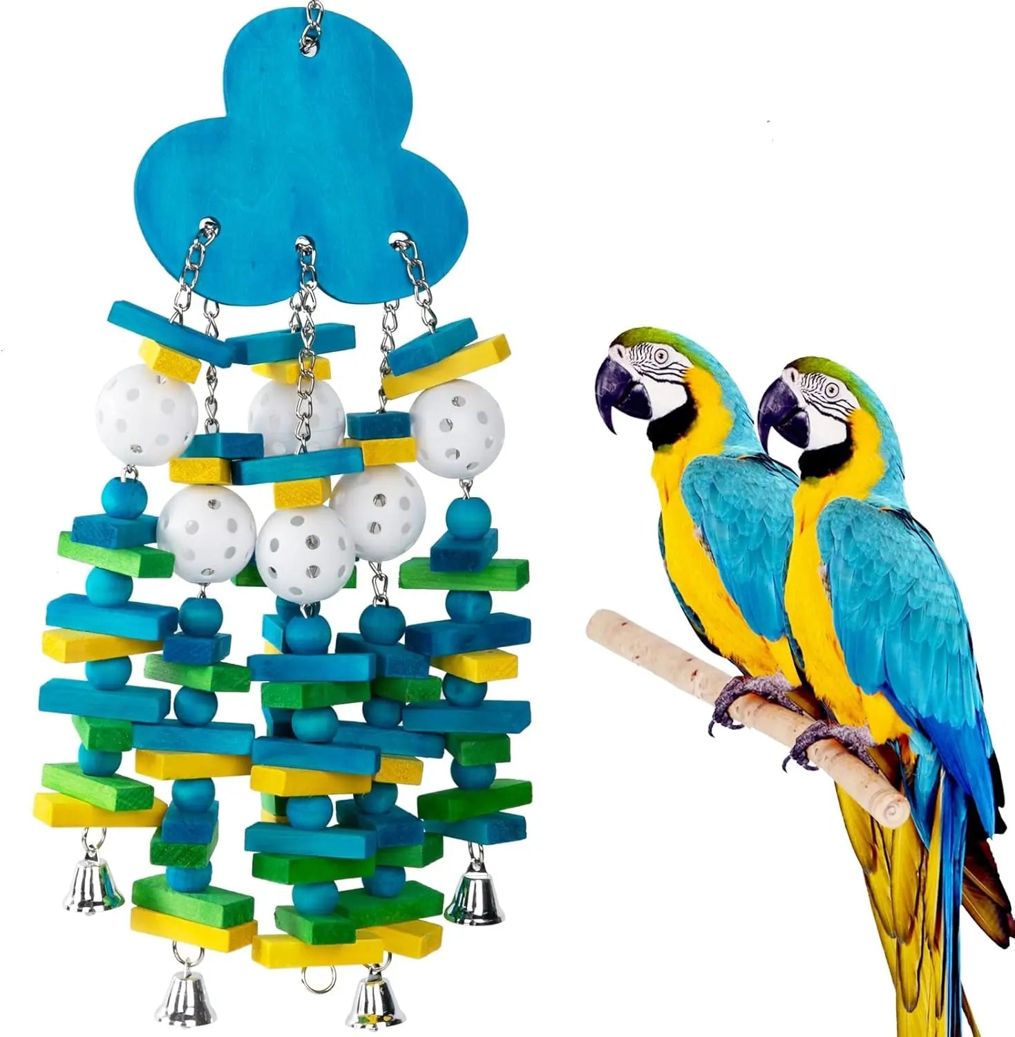 Large Parrot Chew Toy 22” for Macaws, African Grey, Cockatoo & Amazon Birds Blue
