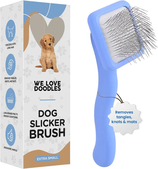 Long Pin Slicker Brush for Dogs Dematting Grooming for Doodles & Long Coats Extra Small Slicker Brush