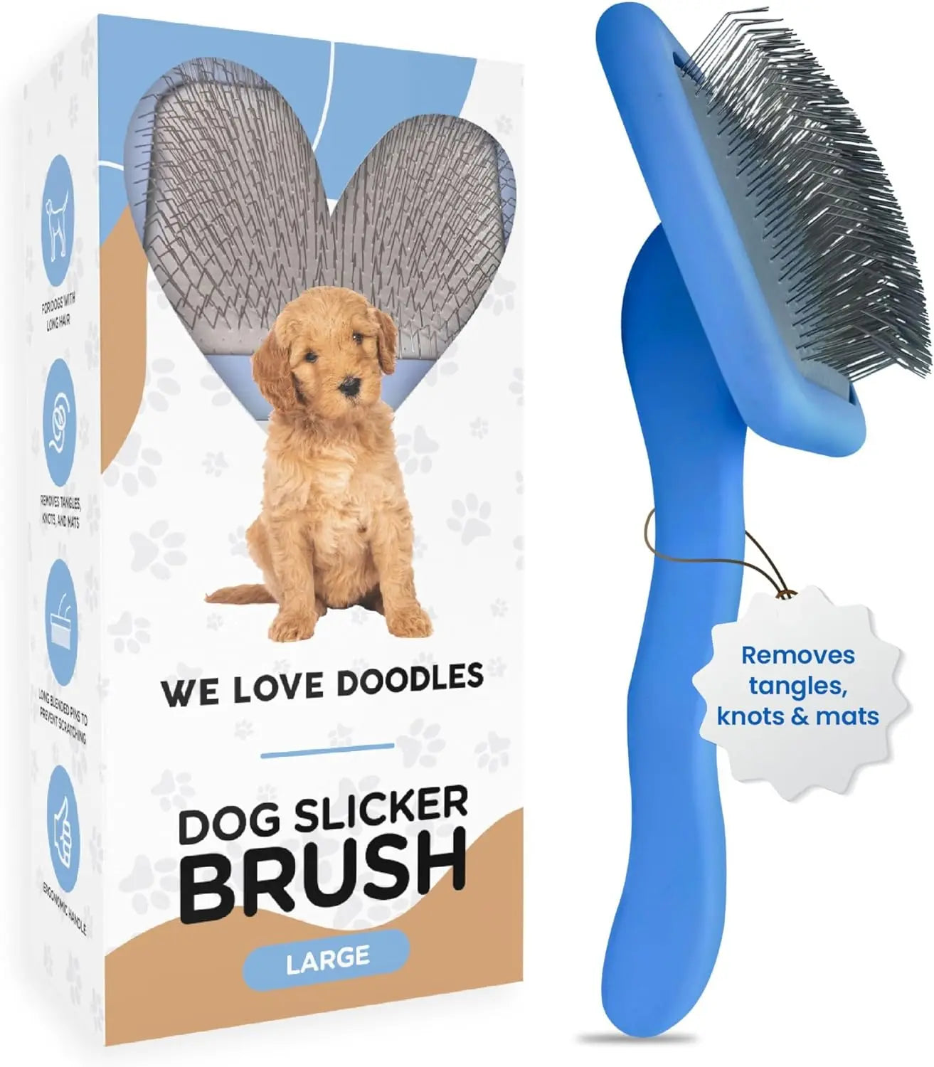 Long Pin Slicker Brush for Dogs Dematting Grooming for Doodles & Long Coats Large Slicker Brush