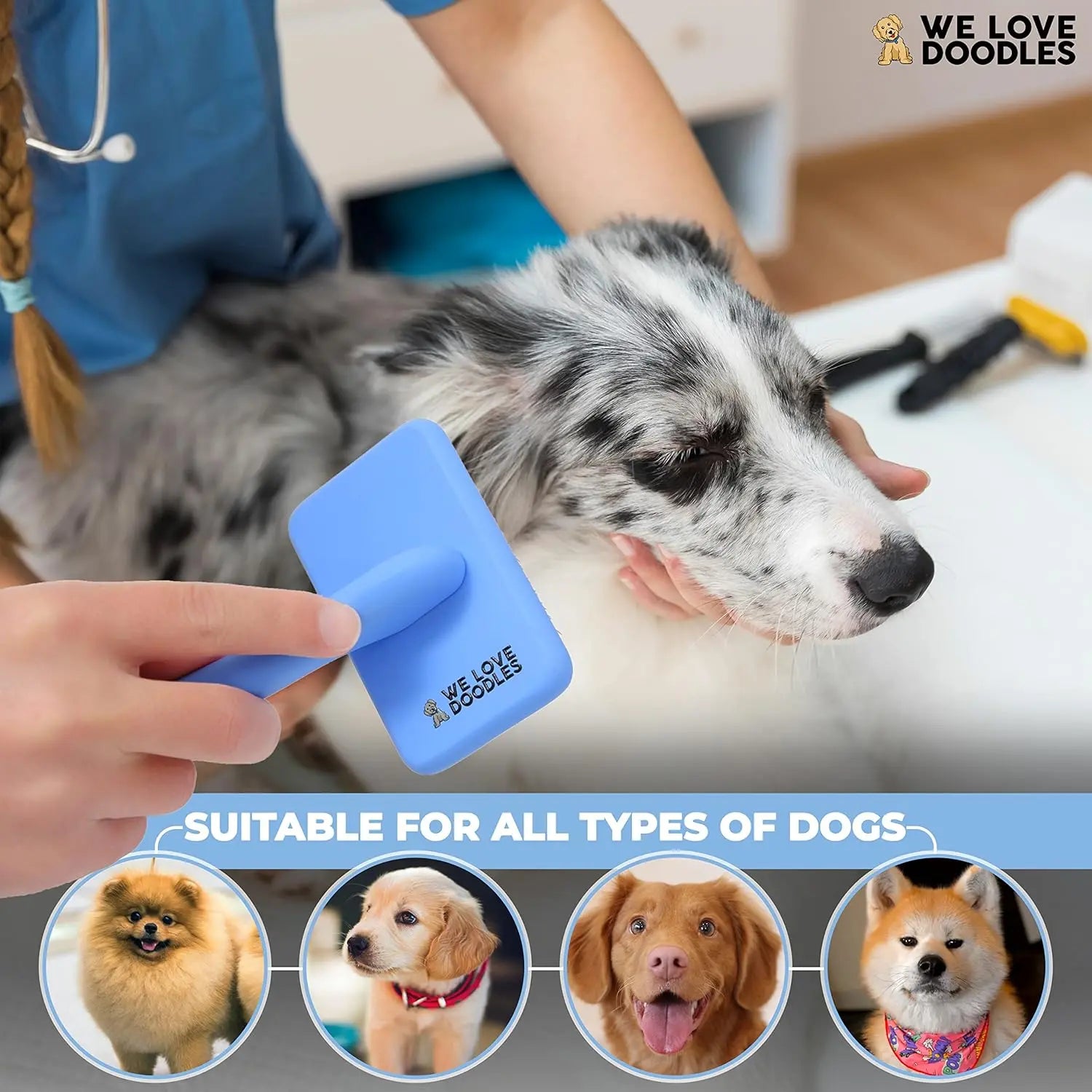 Long Pin Slicker Brush for Dogs Dematting Grooming for Doodles & Long Coats
