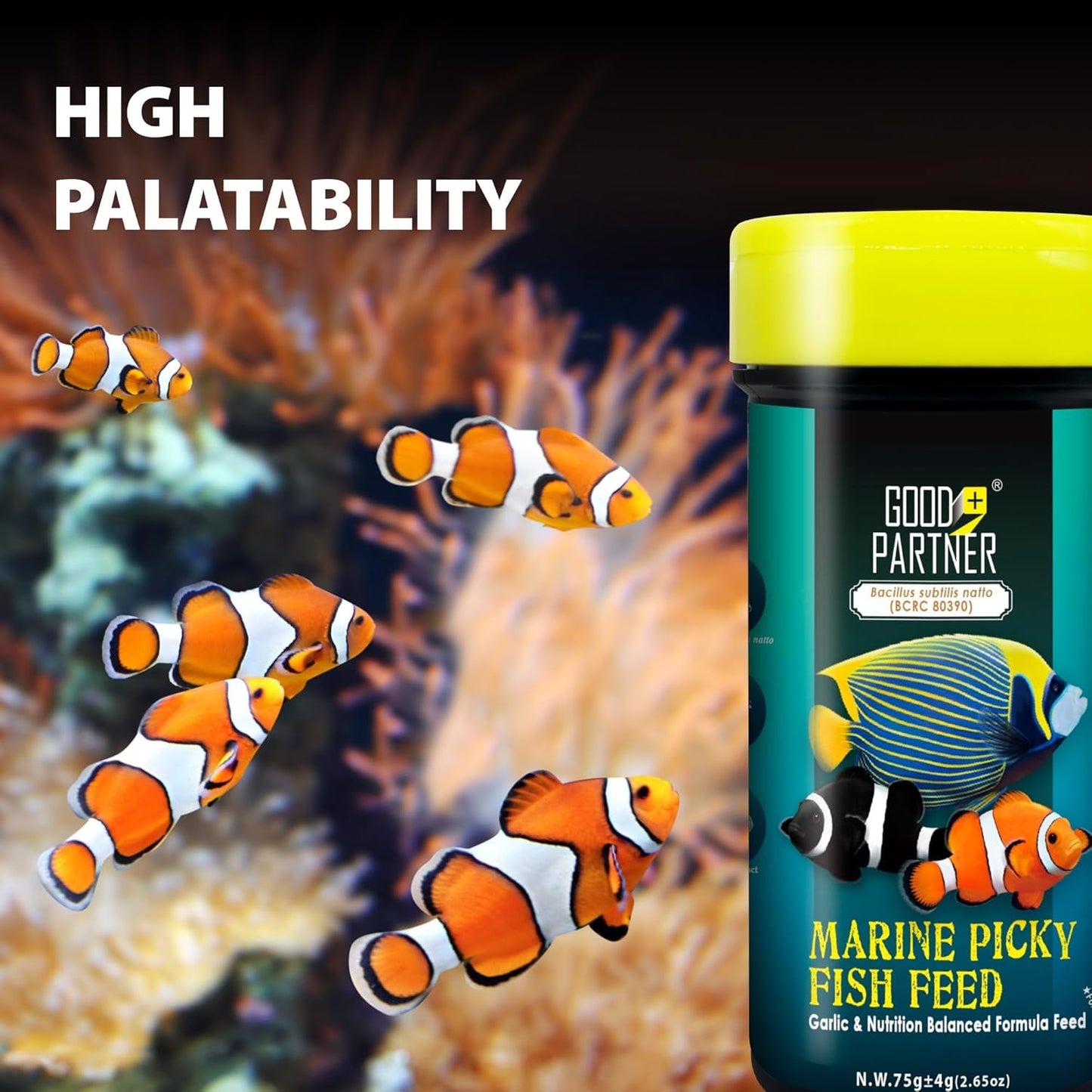 Marine Fish Sinking Pellets Clownfish Saltwater Food Probiotic 2.65oz
