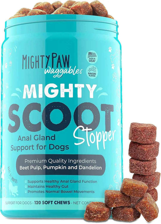 Dog anal gland and digestive support fiber chews, 120 count container