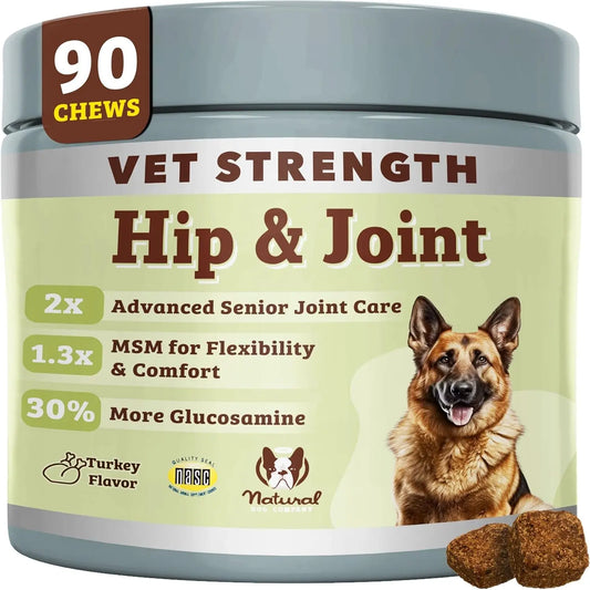Natural Dog Company Hip & Joint Chews & Liquid Formula for Senior Dogs 90 Ct Vet Strength Hip And Joint 90 Count