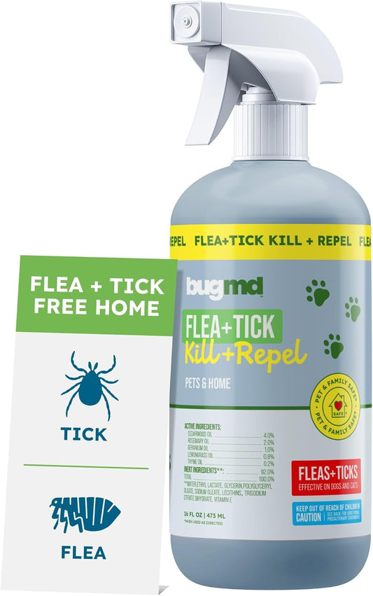 Natural Flea Spray Cats Home Tick Treatment Plant Based Essential Oils 16oz Default Title