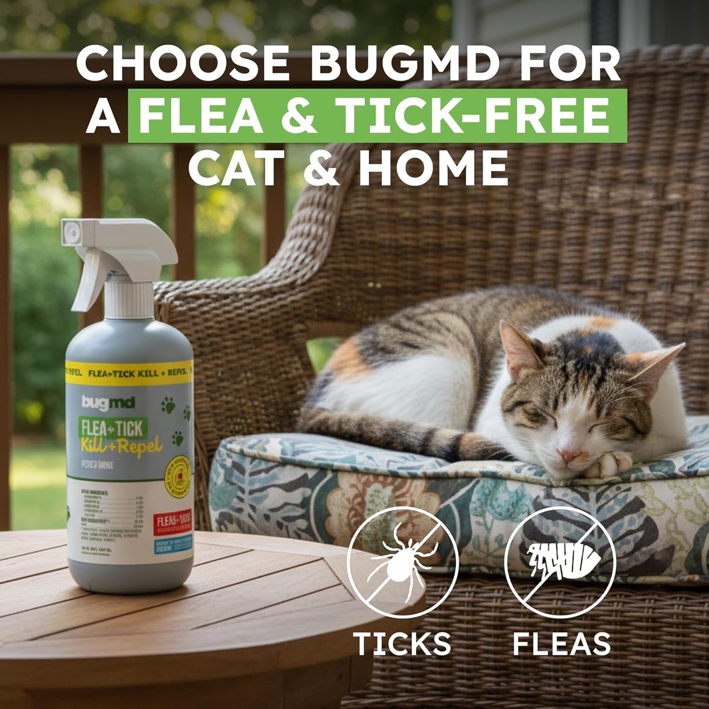 Natural Flea Spray Cats Home Tick Treatment Plant Based Essential Oils 16oz