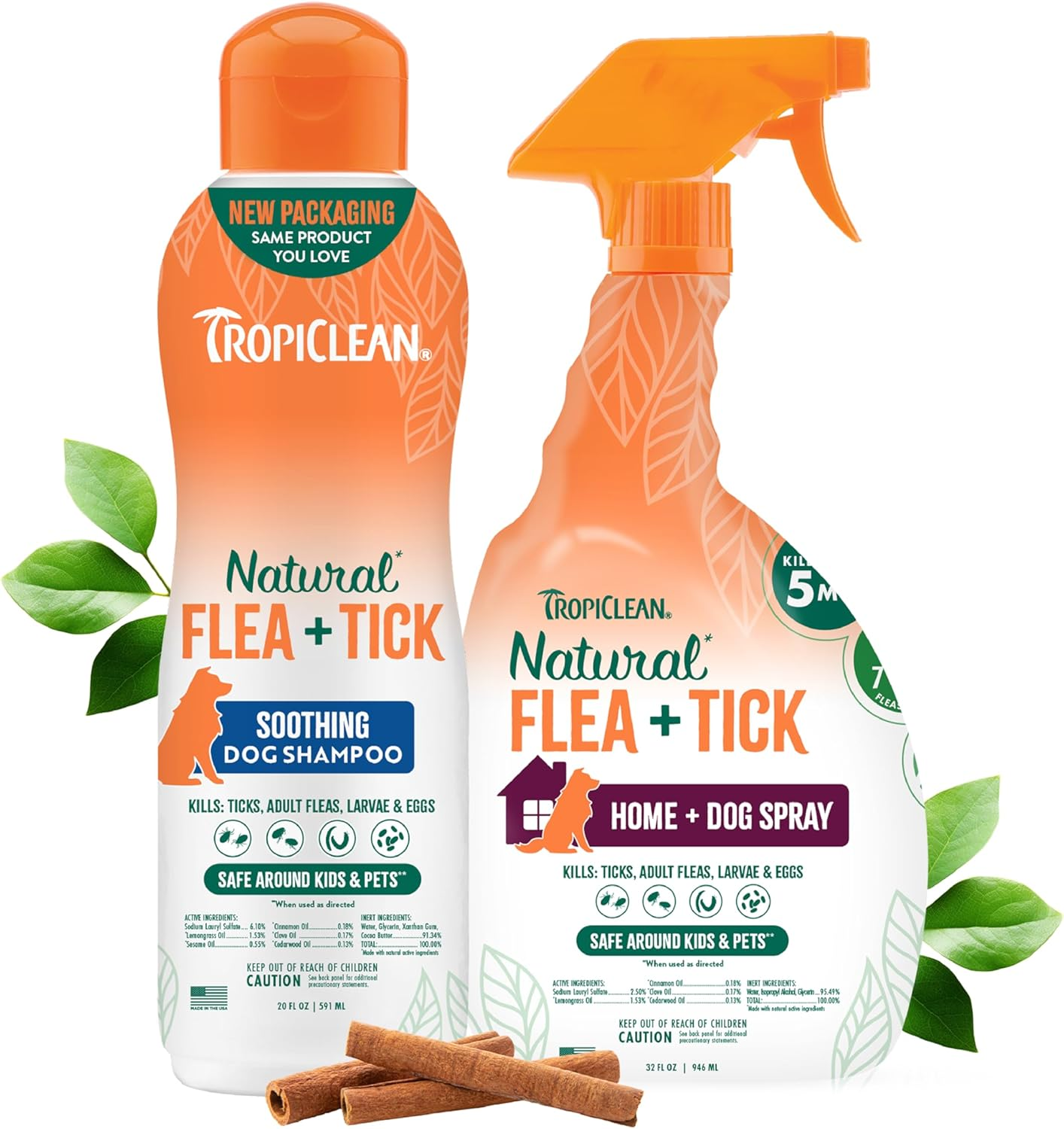 Natural Flea & Tick Dog Shampoo & Bedding Spray Bundle Soothing Treatment USA