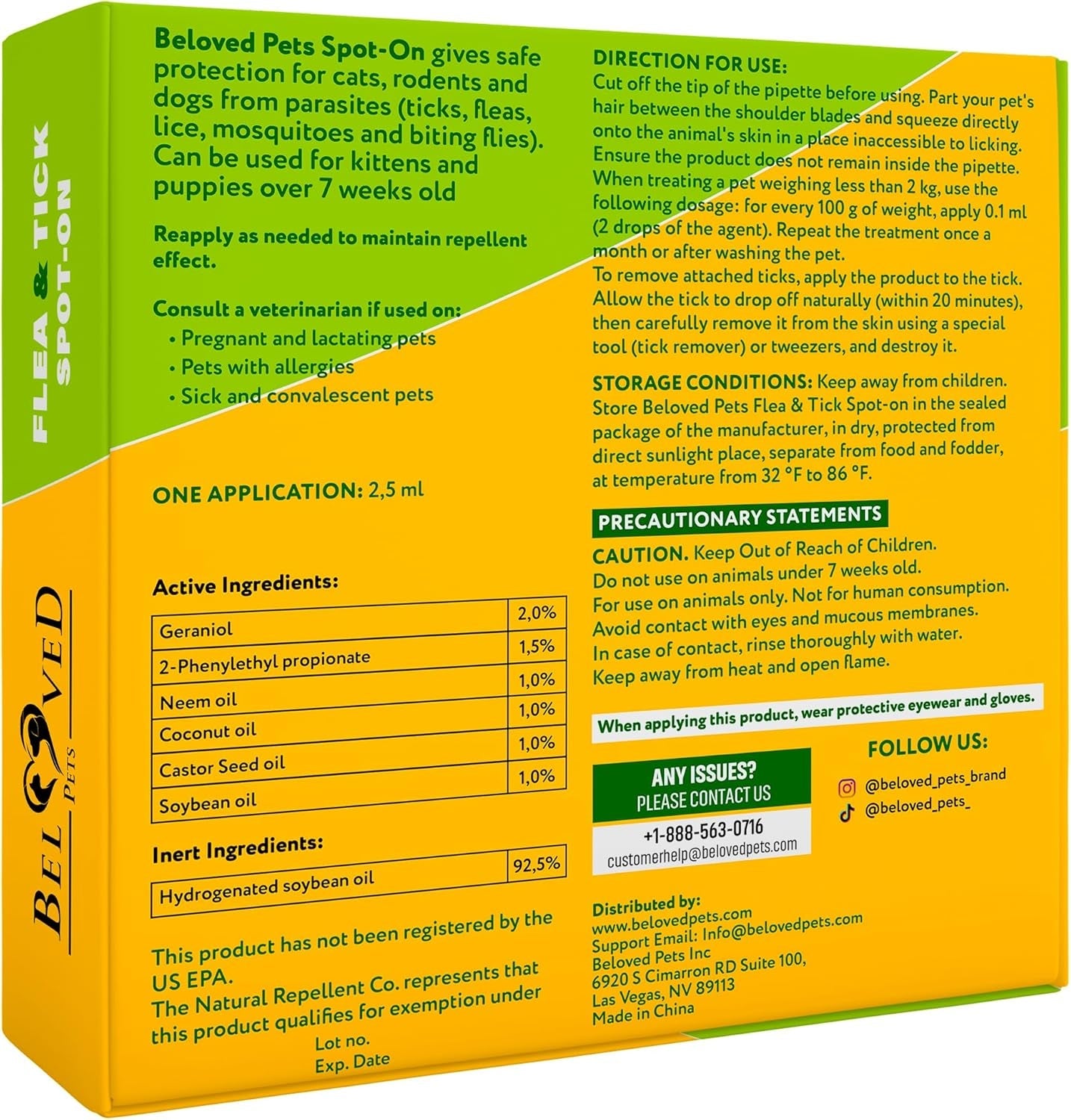 Natural Flea & Tick Spot On for Small Dogs Cats Rabbits Mosquito Repellent