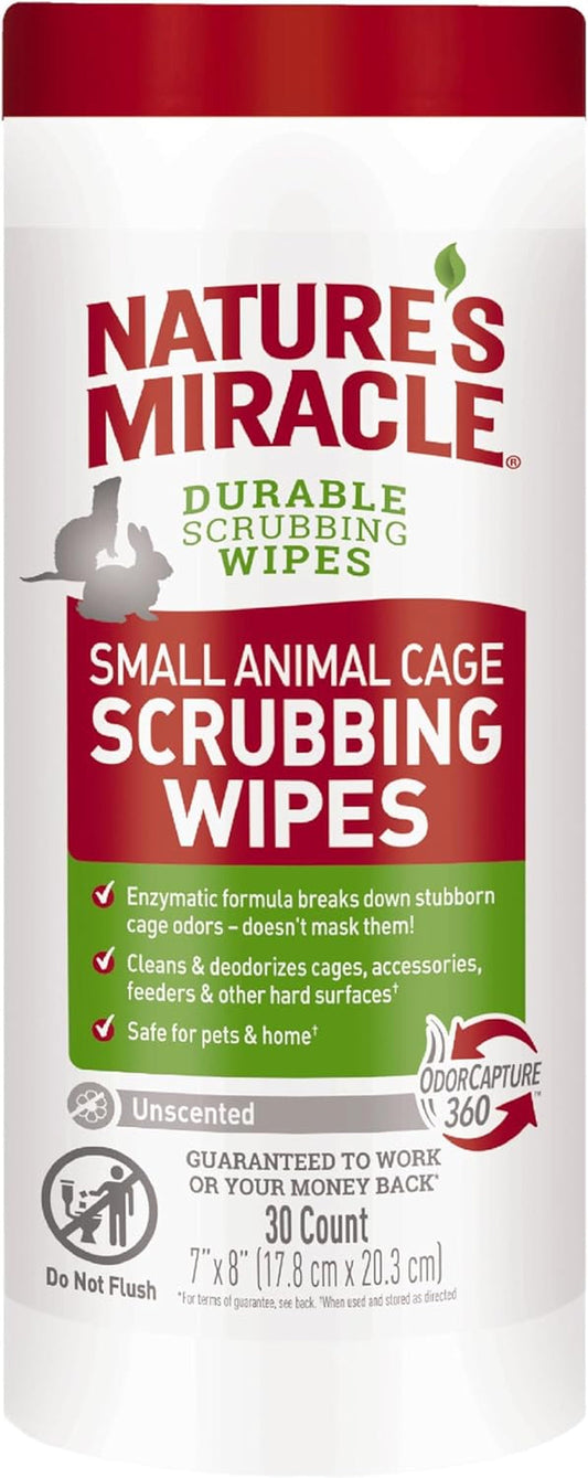 Nature's Miracle Small Animal Cage Cleaning Wipes Enzymatic Odor Control 30ct 24 Count (Pack Of 1)