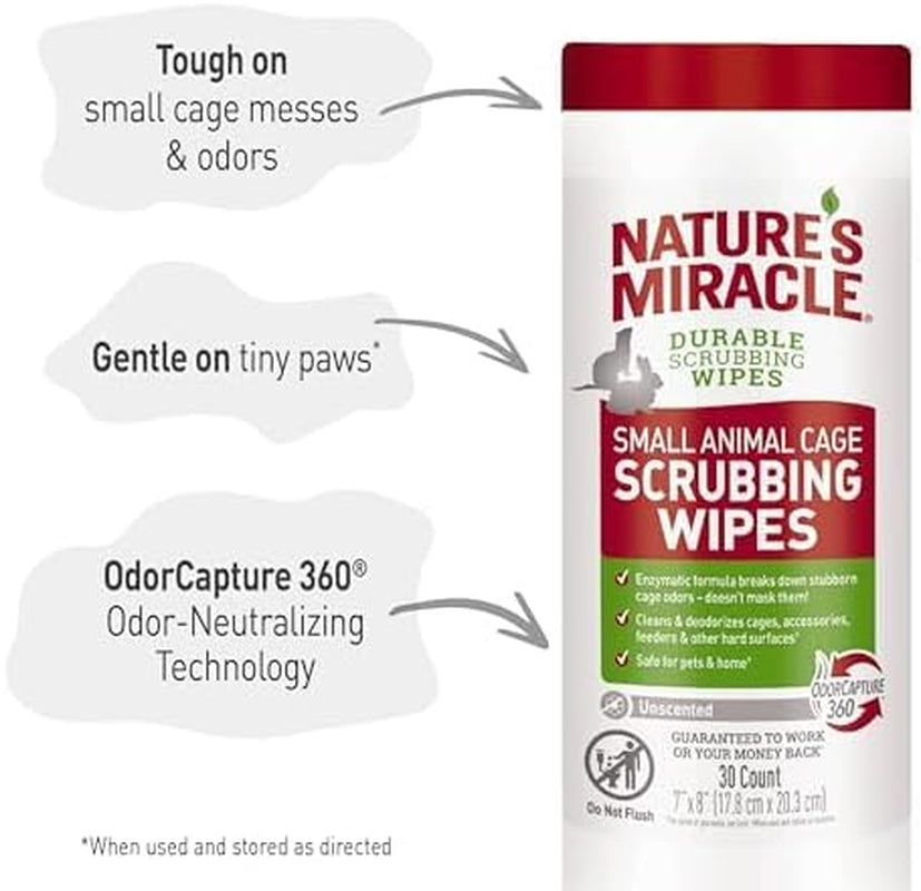 Nature's Miracle Small Animal Cage Cleaning Wipes Enzymatic Odor Control 30ct
