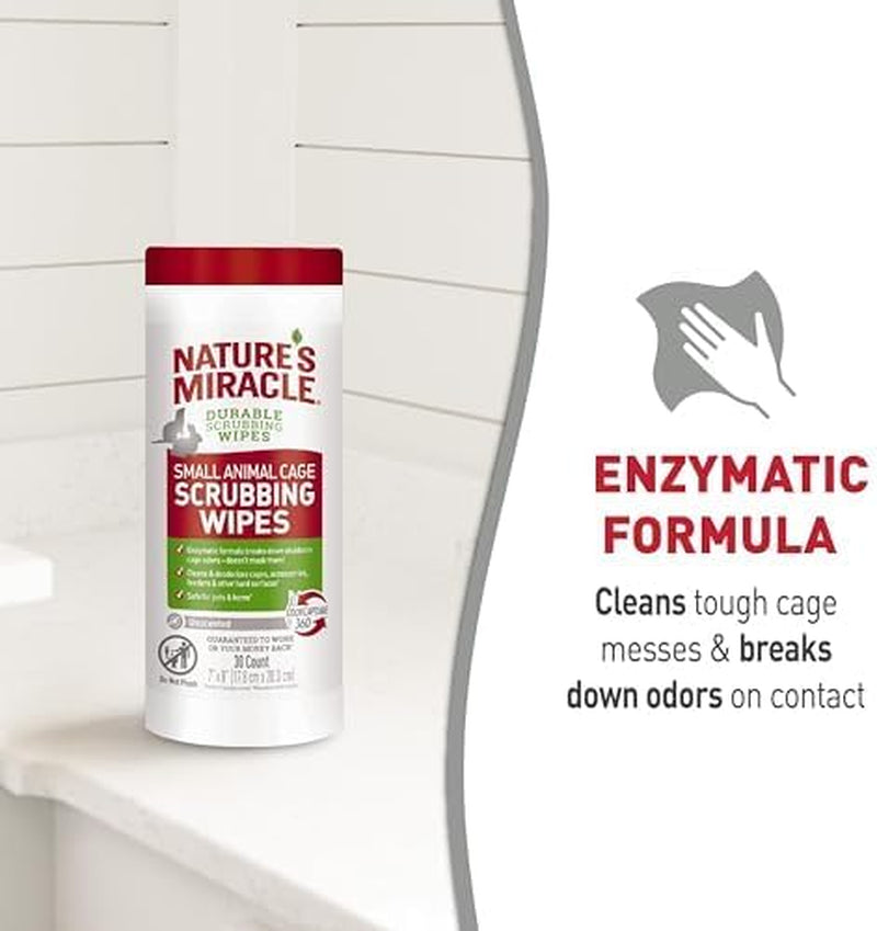 Nature's Miracle Small Animal Cage Cleaning Wipes Enzymatic Odor Control 30ct