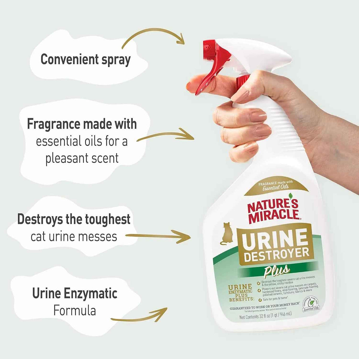 Nature’s Miracle Urine Destroyer plus Cat, 32 Ounces, Ready-To-Use